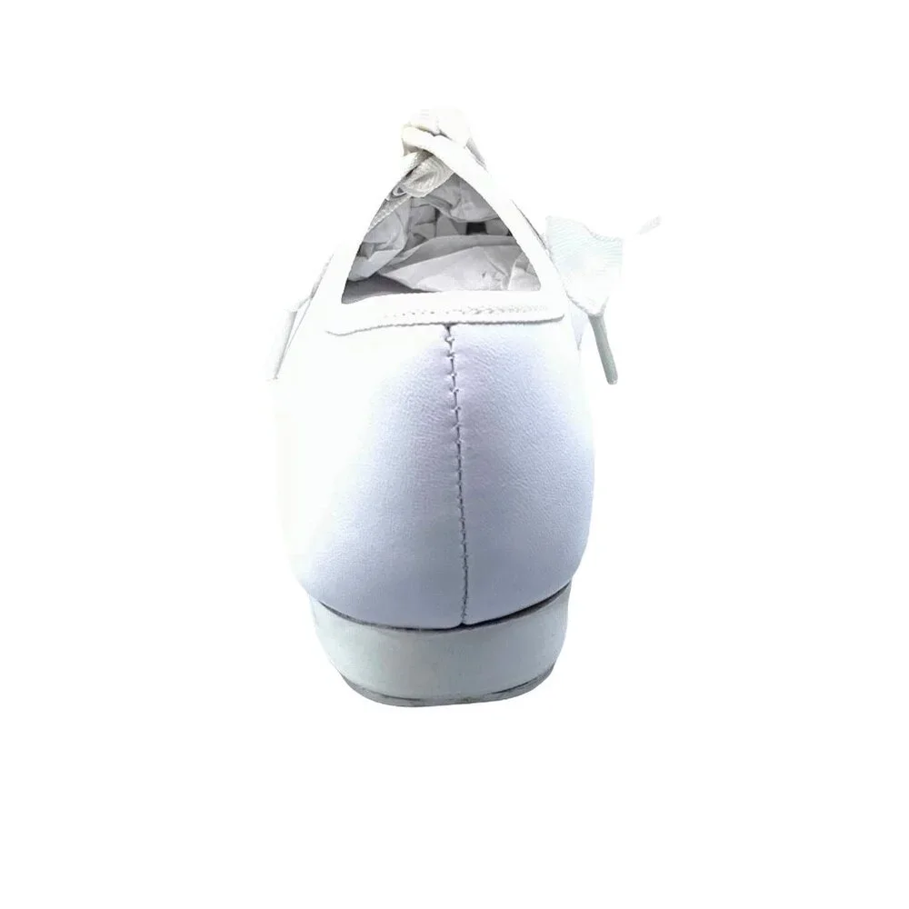 Girls Tie Bow White Tap Shoes Tyette Dance Class Stage Recital Leather New Show